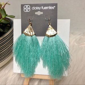Bohemian Silky Thread Fan Fringe Earrings Lightweight